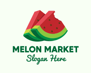 Melon - 3D Watermelon Slice logo design