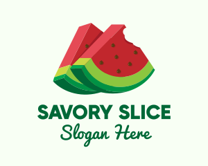 3D Watermelon Slice logo design