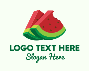 Tropical Fruit - 3D Watermelon Slice logo design