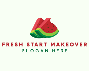 3D Watermelon Slice logo design