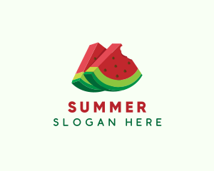 3D Watermelon Slice logo design