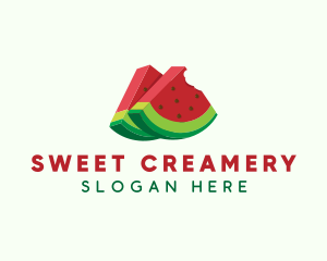 3D Watermelon Slice logo design