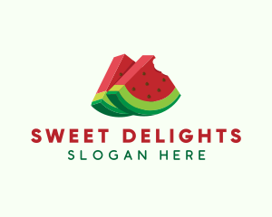 3D Watermelon Slice logo design