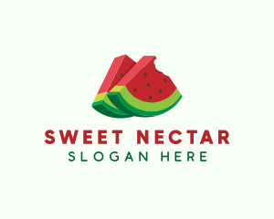 3D Watermelon Slice logo design