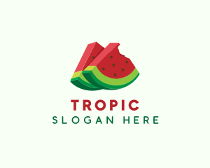 3D Watermelon Slice logo design