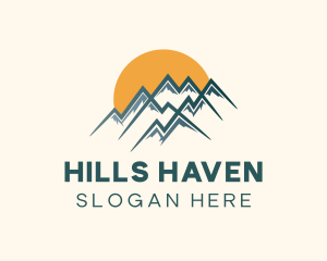 Mountain Peak Sunset logo design