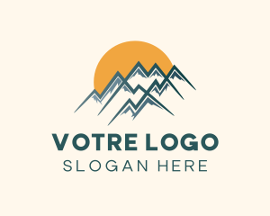 Mountaineer - Mountain Peak Sunset logo design