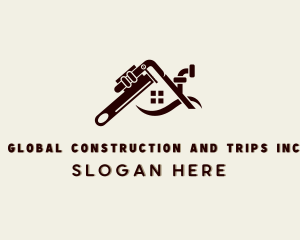 Home Renovation - House Plumbing Wrench logo design