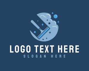 Squeegee - Blue Bubble Squeegee logo design