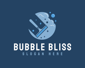 Blue Bubble Squeegee logo design