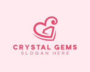 Heart Diamond Gem logo design