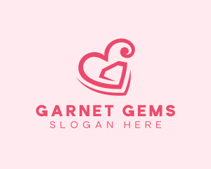 Heart Diamond Gem logo design