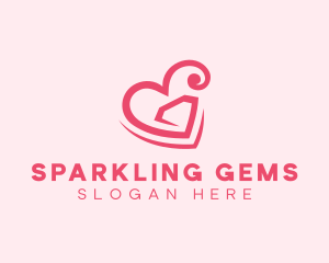 Heart Diamond Gem logo design