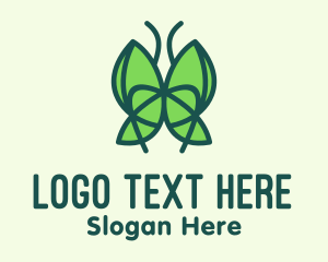 Insect - Green Leaf Butterfly logo design