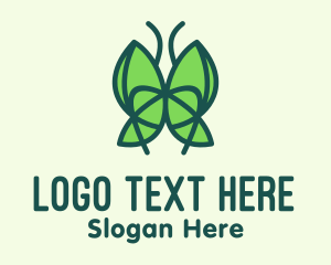 Eco Friendly - Green Leaf Butterfly logo design