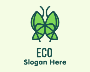 Green Leaf Butterfly Logo