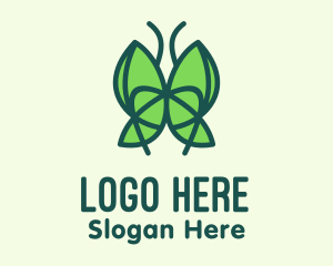 Green Leaf Butterfly Logo