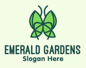 Green Leaf Butterfly logo design