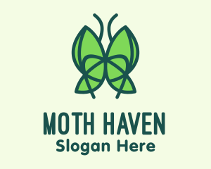 Green Leaf Butterfly logo design