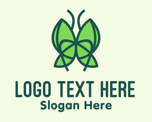 Botanical - Green Leaf Butterfly logo design