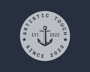 Hipster Anchor Emblem logo design