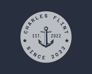 Hipster Anchor Emblem logo design