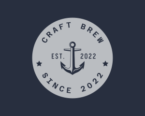 Hipster Anchor Emblem logo design