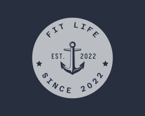 Hipster Anchor Emblem logo design