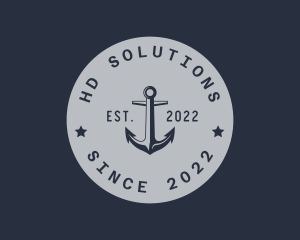 Hipster Anchor Emblem logo design