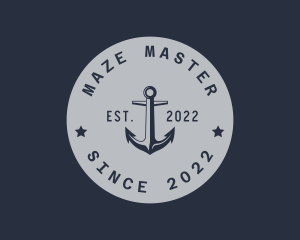 Hipster Anchor Emblem logo design