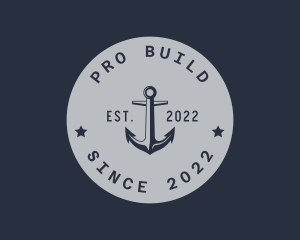 Hipster Anchor Emblem logo design