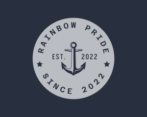 Hipster Anchor Emblem logo design