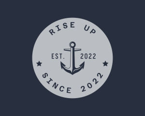 Hipster Anchor Emblem logo design