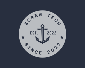 Hipster Anchor Emblem logo design