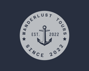 Hipster Anchor Emblem logo design