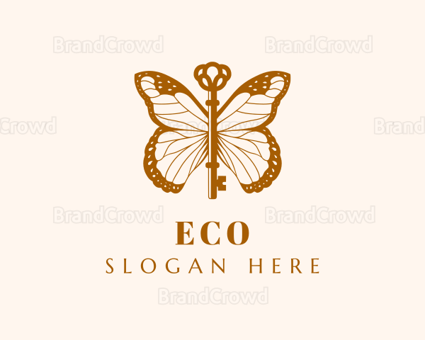 Gold Elegant Butterfly Key Logo