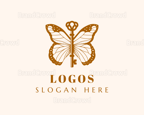 Gold Elegant Butterfly Key Logo