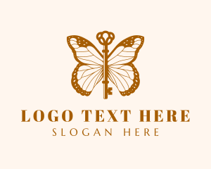 Gold Elegant Butterfly Key Logo