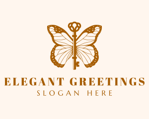 Gold Elegant Butterfly Key logo design