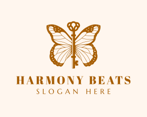 Insect - Gold Elegant Butterfly Key logo design