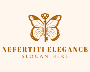 Gold Elegant Butterfly Key logo design