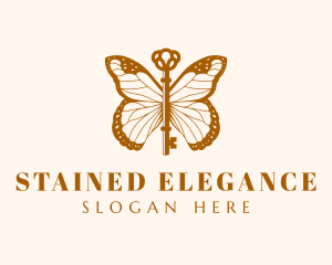 Gold Elegant Butterfly Key logo design