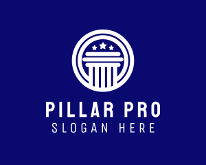 White Government Pillar Star logo design