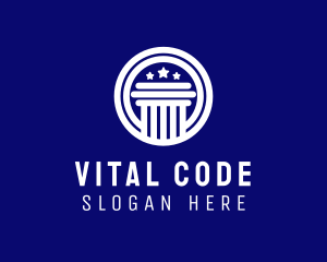 Constitution - White Government Pillar Star logo design