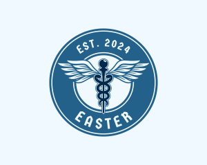 Hospital - Caduceus Wings Serpent logo design