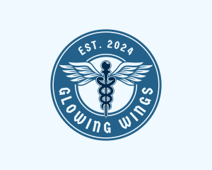 Caduceus Wings Serpent logo design