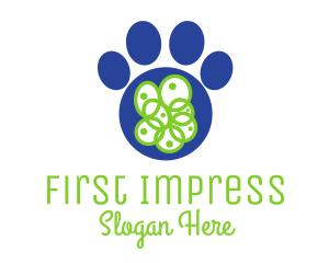 Impression - Blue Pet Paw logo design