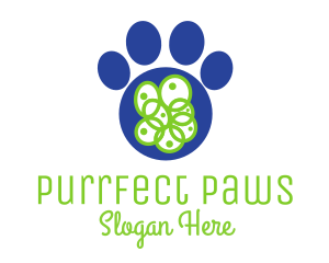 Blue Pet Paw logo design