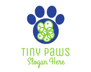 Blue Pet Paw logo design