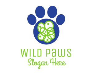 Blue Pet Paw logo design